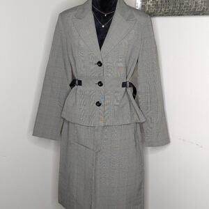 Women's Studio C grey plaid skirt suit set size 8